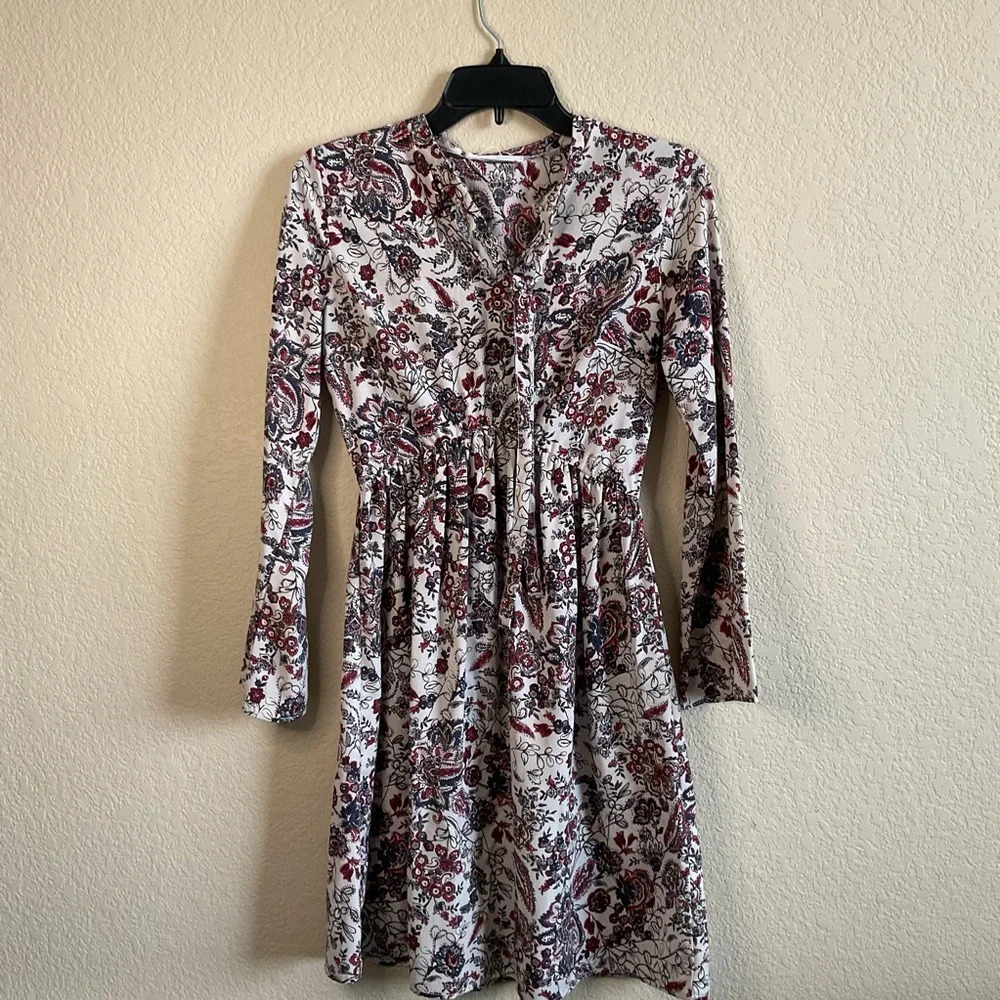 Les Amis‎ Womens Boho Western Floral Bell sleeve Knee Length Dress Size Small